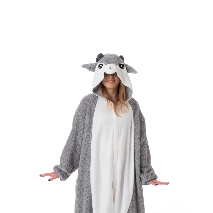 Goat Onesie Costume Pajama for Adult Women & Men Halloween Costumes 