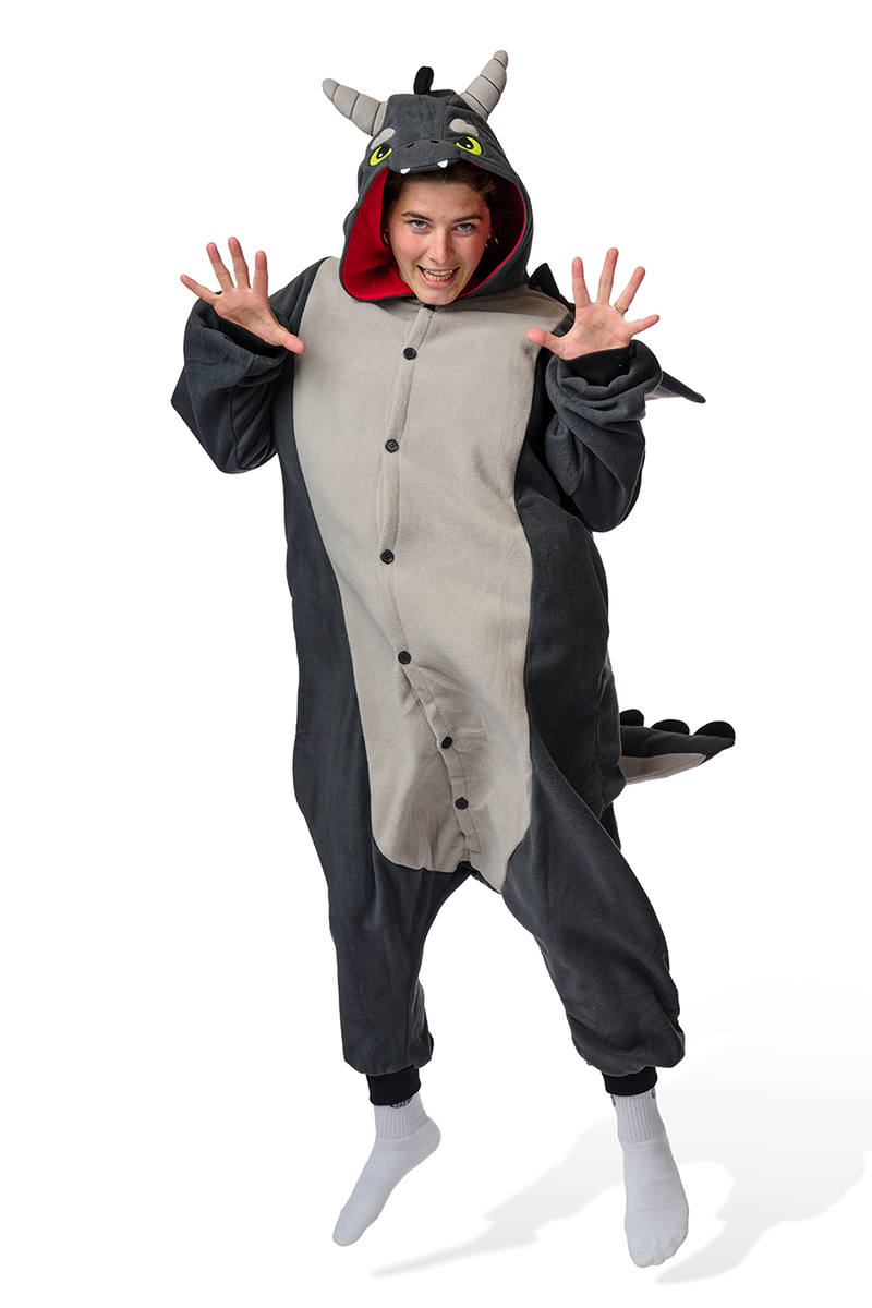 Black Dragon Kigurumi Adult Onesie Costume Pajamas Main KIGU-KG-059