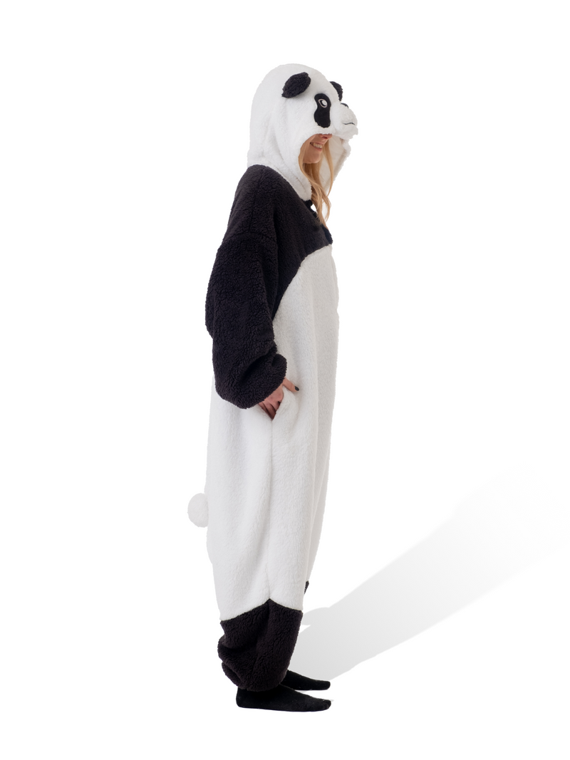 Fluffy Panda Animal Kigurumi Adult Onesie Costume Pajamas Side KIGU-KG-015