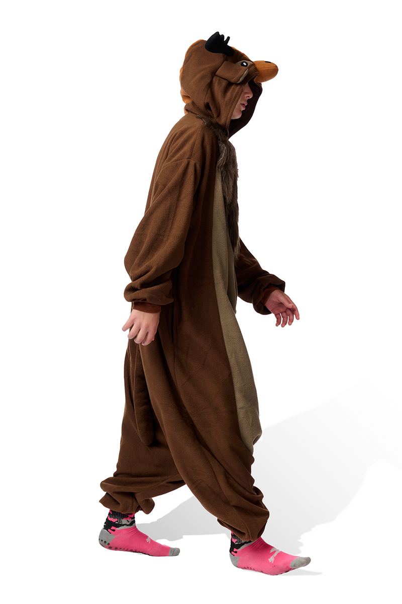 Moose Kigurumi Adult Onesie Costume Pajamas Side Left KIGU-KG-025