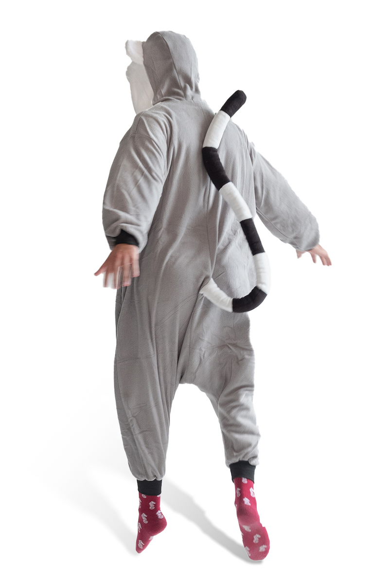 Ring-Tailed Lemur Animal Kigurumi Adult Onesie 
Costume Pajamas Back KIGU-KG-033