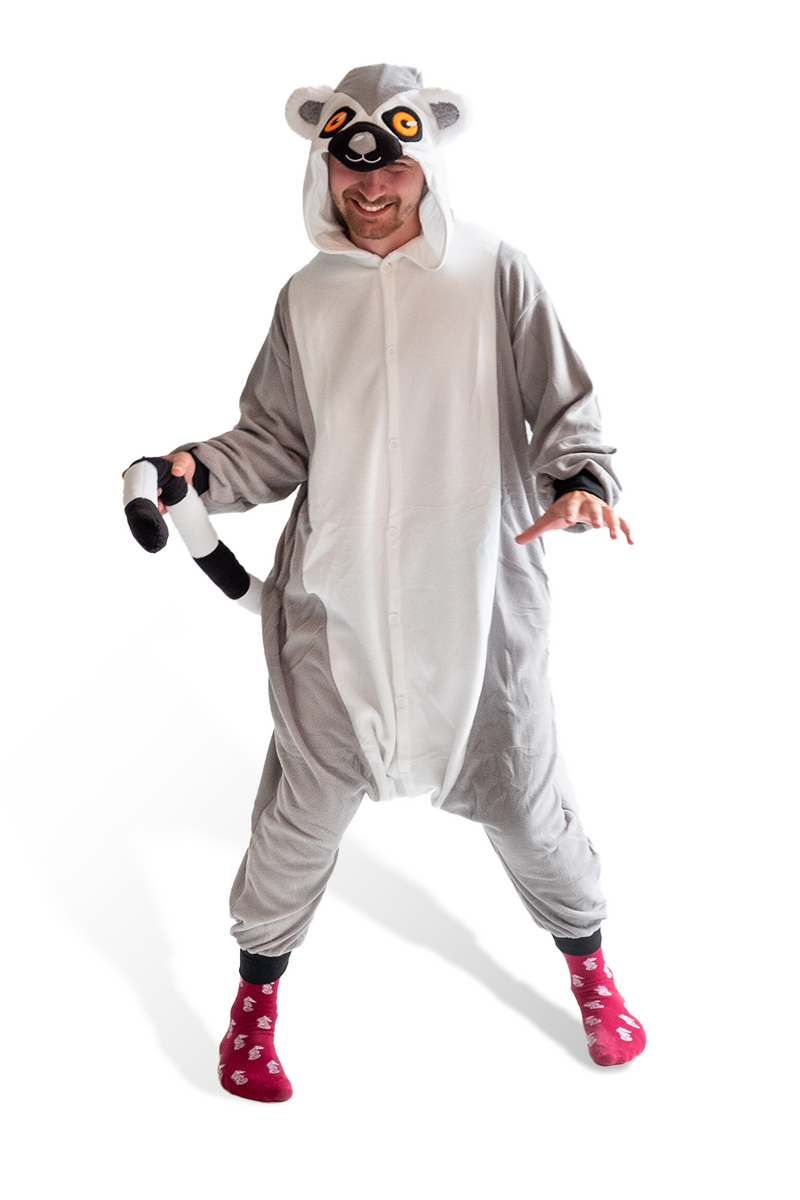 Ring-Tailed Lemur Animal Kigurumi Adult Onesie Costume Pajamas Main2 KIGU-KG-033